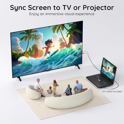 مشغل DVD محمول Boifun مع تلفزيون ATSC وراديو FM، شاشة دوارة عالية الدقة 15.6 بوصة، بطارية مدمجة قابلة لإعادة الشحن، مدخل HDMI لعصا التلفزيون، تشغيل بطاقة USB/TF، تشغيل أقراص DVD وأقراص VCD ومحولات السيارة والمنزل، أسود in Kuwait