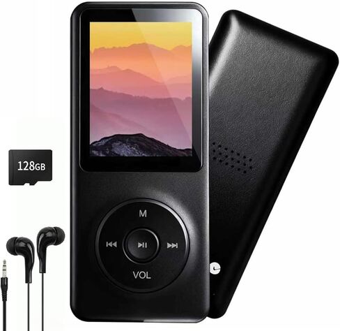 مشغل MP3 بسعة 128 جيجابايت مع بلوتوث - مشغل موسيقى محمول للأطفال - مع مكبر صوت عالي الدقة ومسجل صوت وصوت هاي فاي وكتاب إلكتروني (سماعات متضمنة) in Kuwait