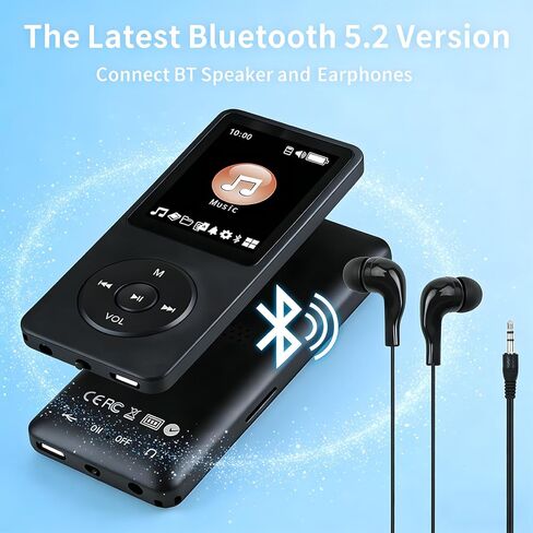 مشغل MP3 بسعة 128 جيجابايت مع بلوتوث - مشغل موسيقى محمول للأطفال - مع مكبر صوت عالي الدقة ومسجل صوت وصوت هاي فاي وكتاب إلكتروني (سماعات متضمنة) in Kuwait