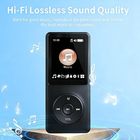 مشغل MP3 بسعة 128 جيجابايت مع بلوتوث - مشغل موسيقى محمول للأطفال - مع مكبر صوت عالي الدقة ومسجل صوت وصوت هاي فاي وكتاب إلكتروني (سماعات متضمنة) in Kuwait