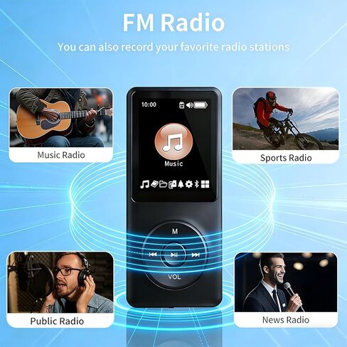 مشغل MP3 بسعة 128 جيجابايت مع بلوتوث - مشغل موسيقى محمول للأطفال - مع مكبر صوت عالي الدقة ومسجل صوت وصوت هاي فاي وكتاب إلكتروني (سماعات متضمنة) in Kuwait