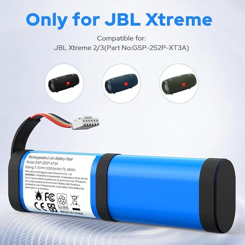 بطارية بديلة 10200 مللي أمبير في الساعة من ASUNCELL لمكبر صوت بلوتوث مقاوم للماء Xtreme 2/3 (رقم الجزء: GSP-2S2P-XT3A) 2025 ترقية بطارية 7.4 فولت عالية السعة مع أدوات (ليس لـ Xtreme 1) in Kuwait