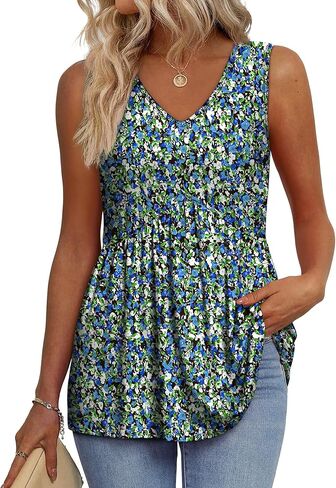 Womens Tank Tops 2025 Flowy Peplum Tops for Women Dressy Sleeveless V Neck Babydoll Tank Tops in Saudi Arabia