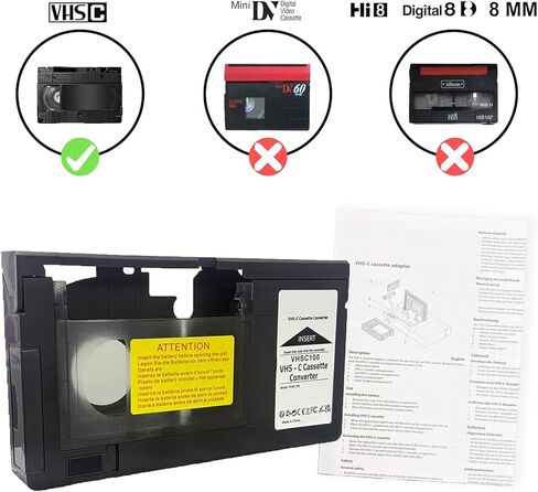 محول كاسيت VHS‑C إلى VHS مزود بمحرك، متوافق مع كاميرات الفيديو SVHS ومشغل VCR، ومحول VHS إلى رقمي لتحويل الفيديو in Kuwait