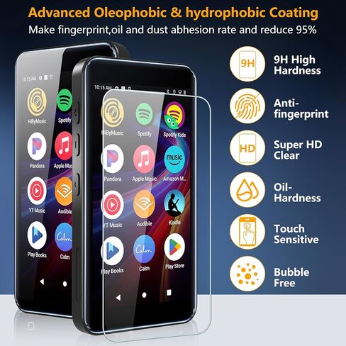 ottpluscase 3 عبوات لواقي شاشة مشغل MP3 innioasis G5، واقي شاشة من الزجاج المقسى 9H عالي الدقة، تغطية كاملة شفافة مضادة للخدش ومضادة لبصمات الأصابع وخالية من الفقاعات متوافقة مع مشغل Mp3 innioasis G5 4 بوصة in Kuwait