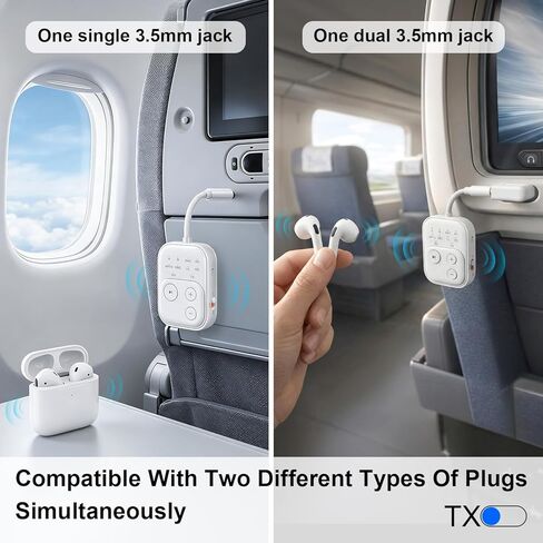 2026 Pro Bluetooth 6.0 جهاز إرسال واستقبال للطائرة/التلفزيون/صالة الألعاب الرياضية، [aptX HD Lossless Audio] محول مقبس لاسلكي 3.5 مم لسماعات الرأس، وقت تشغيل 24 ساعة، مزامنة تلقائية منخفضة الكمون، عالمي لستيريو السيارة/المنزل in Kuwait