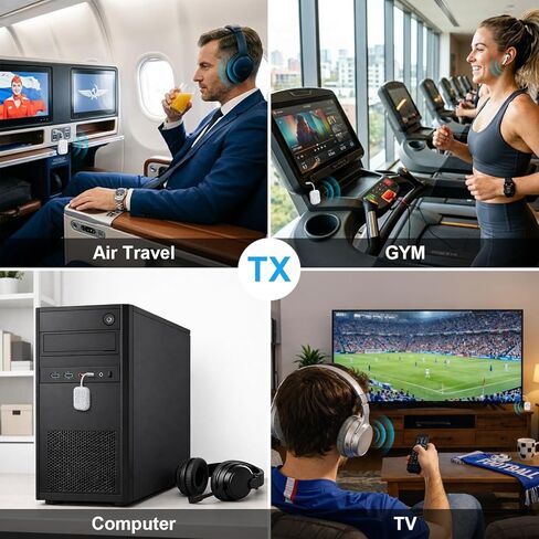 2026 Pro Bluetooth 6.0 جهاز إرسال واستقبال للطائرة/التلفزيون/صالة الألعاب الرياضية، [aptX HD Lossless Audio] محول مقبس لاسلكي 3.5 مم لسماعات الرأس، وقت تشغيل 24 ساعة، مزامنة تلقائية منخفضة الكمون، عالمي لستيريو السيارة/المنزل in Kuwait
