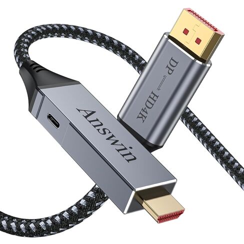 كابل HDMI ثنائي الاتجاه 4K إلى DisplayPort، تصميم وظيفي ثنائي الاتجاه، محول DP إلى HDMI لأجهزة PS5، الكمبيوتر الشخصي، Xbox، الشاشة، يدعم كلاً من HDMI 4K@60 هرتز إلى Displayport/Displayport إلى HDMI-6Ft in Kuwait