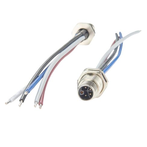 M12 5Pin 4+PE L كابل مقبس أمامي للتركيب IP67 مقاوم للماء M12 موصل طاقة ذكر مع أسلاك مجمعة مسبقًا سلك تثبيت فلوش لمشغل مستشعر PLC (قطعة واحدة، 15 سم) in Kuwait