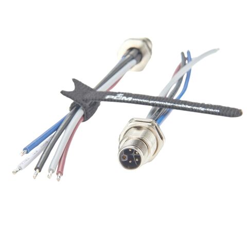 M12 5Pin 4+PE L كابل مقبس أمامي للتركيب IP67 مقاوم للماء M12 موصل طاقة ذكر مع أسلاك مجمعة مسبقًا سلك تثبيت فلوش لمشغل مستشعر PLC (قطعة واحدة، 15 سم) in Kuwait