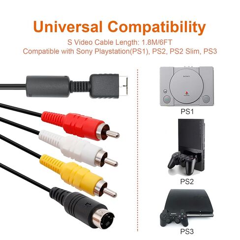 كابل S Video AV لجهاز PS3 PS2 PS1، سلك تلفزيون S-Video Audio Video متوافق مع PlayStation 1/2/3، 1.8M/6FT in Kuwait