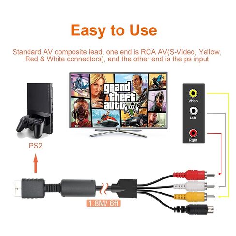 كابل S Video AV لجهاز PS3 PS2 PS1، سلك تلفزيون S-Video Audio Video متوافق مع PlayStation 1/2/3، 1.8M/6FT in Kuwait