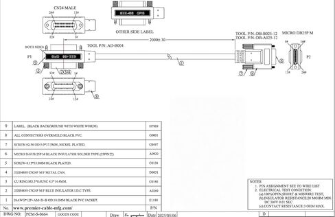 كابل Micro D-Sub 25Pin أنثى إلى GPIB كابل GPIB IEE488 Micro DB25 لـ PZ2100A متوافق مع PX0114A، PX0110A، Y1260A، 183285-02، 183285-01 (2M/6.6FT) in Kuwait