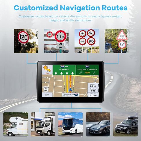 جهاز ملاح GPS مقاس 7 بوصة لشاحنة السيارة RV، أحدث خريطة GPS لعام 2026 للسيارة مع تحديثات مجانية مدى الحياة، وتوجيه صوتي، وتنبيهات السرعة، وتوجيه مخصص، وشاشة لمس عالية الدقة in Kuwait