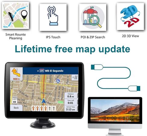 جهاز ملاح GPS مقاس 7 بوصة لشاحنة السيارة RV، أحدث خريطة GPS لعام 2026 للسيارة مع تحديثات مجانية مدى الحياة، وتوجيه صوتي، وتنبيهات السرعة، وتوجيه مخصص، وشاشة لمس عالية الدقة in Kuwait