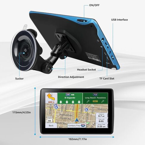 جهاز ملاح GPS مقاس 7 بوصة لشاحنة السيارة RV، أحدث خريطة GPS لعام 2026 للسيارة مع تحديثات مجانية مدى الحياة، وتوجيه صوتي، وتنبيهات السرعة، وتوجيه مخصص، وشاشة لمس عالية الدقة in Kuwait