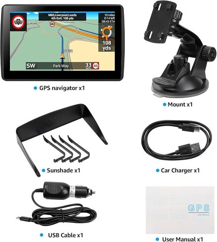 جهاز ملاح GPS مقاس 7 بوصة لشاحنة السيارة RV، أحدث خريطة GPS لعام 2026 للسيارة مع تحديثات مجانية مدى الحياة، وتوجيه صوتي، وتنبيهات السرعة، وتوجيه مخصص، وشاشة لمس عالية الدقة in Kuwait