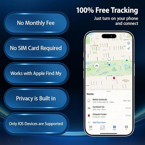 GPS Tracker for Vehicles, No Subscription or SIM Required, Hidden Vehicle Locator, Magnetic Waterproof, Accurate Tracking, 365-Day Battery Life, iOS Only (Black) in Saudi Arabia