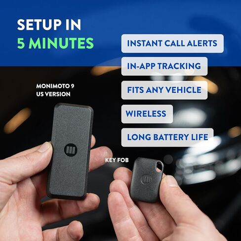 Monimoto 9 US Version Anti-Theft GPS Tracker for Vehicles - Wireless Alarm, Waterproof and Dustproof Build, Phone Call Alerts and DIY Installation - Smart Motorcycle GPS Tracker, Boats, ATVs in Kuwait
