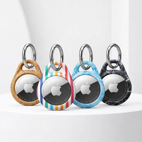حامل AirTag مكون من 4 قطع لعلامة Apple AirTag مع حلقة مفاتيح، حافظة AirTag واقية لطيفة، ملحقات سلسلة مفاتيح مقاومة للخدش للمفاتيح والحيوانات الأليفة والحقائب والأمتعة (أنماط مختلطة) in Kuwait