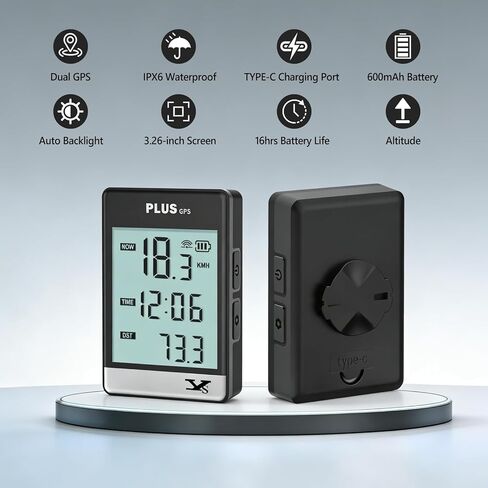 جهاز كمبيوتر GPS للدراجة، عداد المسافات اللاسلكي لركوب الدراجات مع شاشة LCD مقاس 3.26 بوصة، مقاوم للماء IPX6، يوفر تحليلًا احترافيًا للبيانات للدراجات الجبلية على الطرق in Kuwait