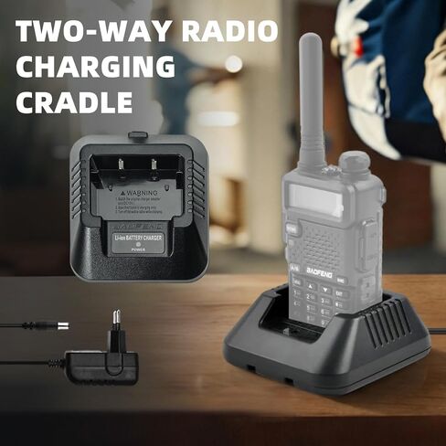 مجموعة شحن Baofeng Charger UV-5R BF-F8HP: قاعدة شاحن لاسلكي جداري بتيار متردد (100 فولت - 240 فولت) مع محول أمريكي وكابل شاحن USB لأجهزة الاتصال اللاسلكي وملحقات سلسلة UV-5R in Kuwait