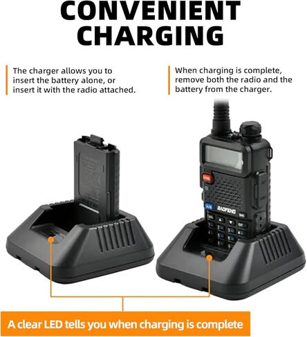 مجموعة شحن Baofeng Charger UV-5R BF-F8HP: قاعدة شاحن لاسلكي جداري بتيار متردد (100 فولت - 240 فولت) مع محول أمريكي وكابل شاحن USB لأجهزة الاتصال اللاسلكي وملحقات سلسلة UV-5R in Kuwait