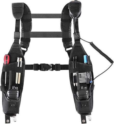 Universal Double Radio Shoulder Harness Holster Chest Vest Rig Walkie Talkie Work Harness Holder for Police Firefighter Two Way Radio Rescue Essentials in Kuwait