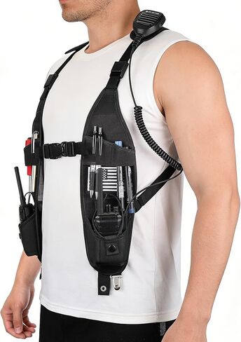 Universal Double Radio Shoulder Harness Holster Chest Vest Rig Walkie Talkie Work Harness Holder for Police Firefighter Two Way Radio Rescue Essentials in Kuwait