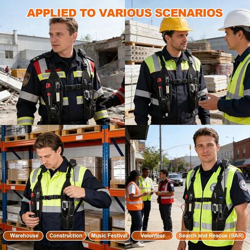 Universal Double Radio Shoulder Harness Holster Chest Vest Rig Walkie Talkie Work Harness Holder for Police Firefighter Two Way Radio Rescue Essentials in Kuwait