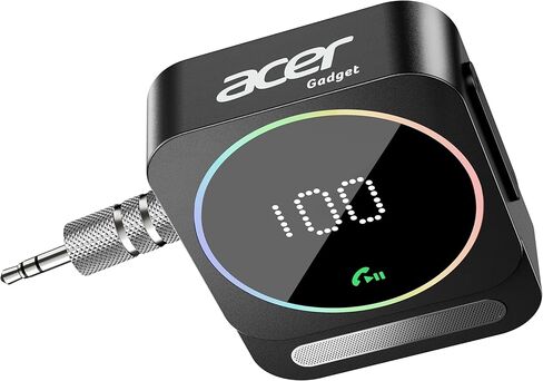 Acer Gadget Bluetooth Receiver for Car/Home/Wired Headphones, 3.5mm AUX, Drive & Listen Wirelessly, 16H Battery, Noise Cancellation, Auto Connect & Dual Pairing - Black in Kuwait