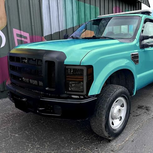 Ronnin - يناسب 2008-2010 Ford F250 F350 F450 F550 Super Duty Pickup الهالوجين المصابيح الأمامية LED زوج تجميع أنابيب إشارة الانعطاف المتسلسلة | أسود in Kuwait