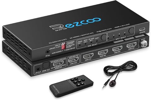 محول HDMI 2.1 4K 120 هرتز 4 في 1 مع مستخرج الصوت VRR ALLM HDCP2.3 ARC eARC HDR CEC SPDlF بصري وصوت 3.5 مم، D-olby Atmos، EDID الرقمي لجهاز PS5 Xbox NVIDIA AMD in Kuwait