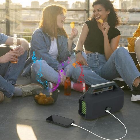 غطاء سيليكون متوافق مع مكبر الصوت Soundcore Boom 2 الخارجي، غطاء حماية من السيليكون للسفر، غطاء حماية مقاوم للصدمات، جلد ناعم مع حزام كتف (أسود) in Kuwait