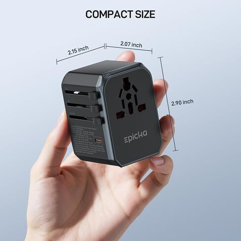 EPICKA Universal Travel Adapter GaN 45W, European Travel Plug Adapter with PD&QC Fast Charging(2 USB-A & 3 USB-C Ports) - Worldwide Travel Essentials, International Power Adapter for UK/US/AU (Black) in Saudi Arabia