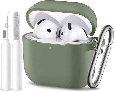 غطاء حافظة الجيل الرابع من Airpods (2024)، حافظة حماية كاملة من السيليكون الناعم لحافظة AirPods 4 مع سلسلة مفاتيح ومجموعة تنظيف، متوافقة مع Apple Airpods 4 للنساء والرجال (وردي فاتح) in Kuwait