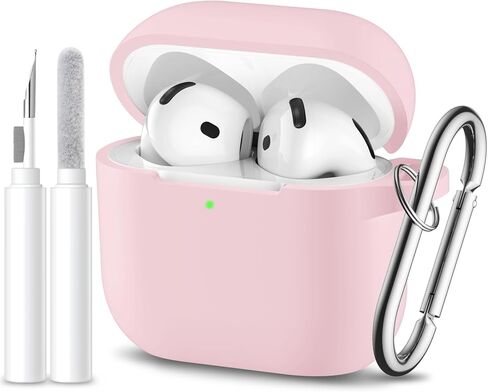 for Airpods 4th Generation Case Cover(2024),Soft Silicone Full Protective Case for AirPods 4 Case with Keychain & Cleaner Kit,Compatible with Apple Airpods 4 for Women,Men（Lightpink） in Saudi Arabia