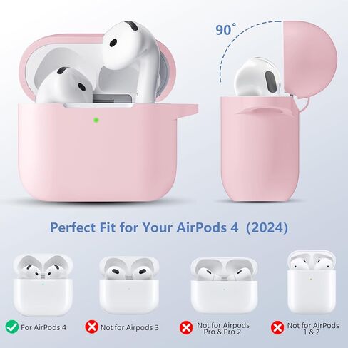 for Airpods 4th Generation Case Cover(2024),Soft Silicone Full Protective Case for AirPods 4 Case with Keychain & Cleaner Kit,Compatible with Apple Airpods 4 for Women,Men（Lightpink） in Saudi Arabia