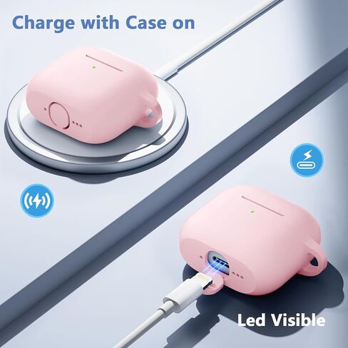 for Airpods 4th Generation Case Cover(2024),Soft Silicone Full Protective Case for AirPods 4 Case with Keychain & Cleaner Kit,Compatible with Apple Airpods 4 for Women,Men（Lightpink） in Saudi Arabia