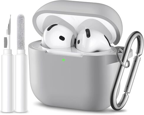 for Airpods 4th Generation Case Cover(2024),Soft Silicone Full Protective Case for AirPods 4 Case with Keychain & Cleaner Kit,Compatible with Apple Airpods 4 for Women,Men（Lightpink） in Saudi Arabia