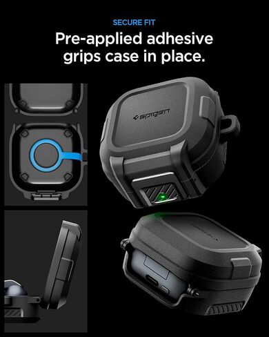 حافظة Spigen لهاتف Samsung Galaxy Buds 4 Pro، حافظة Galaxy Buds 4 (2026) غطاء حماية من السقوط مع حماية قفل آمنة - أسود مطفي in Kuwait