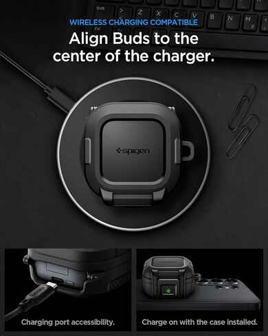 حافظة Spigen لهاتف Samsung Galaxy Buds 4 Pro، حافظة Galaxy Buds 4 (2026) غطاء حماية من السقوط مع حماية قفل آمنة - أسود مطفي in Kuwait