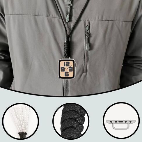 Nylon Necklace Compatible with Apple iWatch Series 10, Ultra 2/Ultra, 9 8 7 6 5 4 3 2 1, Watch Pendent Fob for Apple Watch 38mm 40mm 41mm 42mm 44mm 45mm 46mm 49mm Replacement Accessories Women and Men in Saudi Arabia
