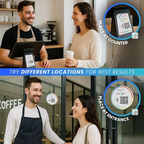 ملصق Tap Tap قابل لإعادة الاستخدام لمراجعات Google - حزمة مكونة من ملصقين - ملصق QR & Tap NFC - راجعنا على Google Tap Poster - iPhone وAndroid - تعزيز ملصق مراجعاتي - إعداد في المنزل | الرسائل in Kuwait