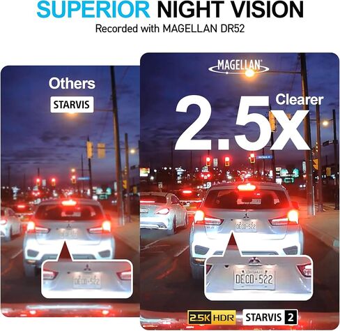 كاميرا Magellan Dash Cam الأمامية والخلفية، كاميرا داش مزدوجة 4K+4K للسيارات، رؤية ليلية STARVIS 2، مجموعة أسلاك صلبة لوضع انتظار السيارات مجانًا على مدار 24 ساعة، شبكة Wi-Fi مدمجة، نظام تحديد المواقع GPS، بطاقة SD سعة 128 جيجابايت متضمنة (DR52) in Kuwait