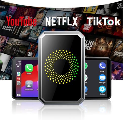 TOGUARDGO محول Carplay اللاسلكي 3 في 1 صندوق الذكاء الاصطناعي السحري مع تطبيقات YouTube TikTok ترقية تشغيل السيارة السلكية إلى محرك أقراص USB لاسلكي يدعم iPhone 10+ وAndroid 13+ in Kuwait
