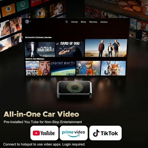 TOGUARDGO محول Carplay اللاسلكي 3 في 1 صندوق الذكاء الاصطناعي السحري مع تطبيقات YouTube TikTok ترقية تشغيل السيارة السلكية إلى محرك أقراص USB لاسلكي يدعم iPhone 10+ وAndroid 13+ in Kuwait