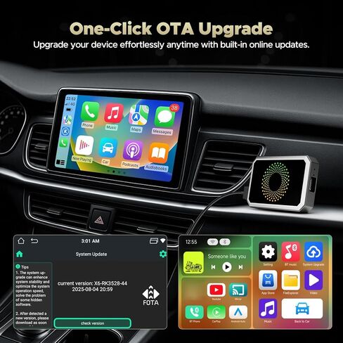 TOGUARDGO محول Carplay اللاسلكي 3 في 1 صندوق الذكاء الاصطناعي السحري مع تطبيقات YouTube TikTok ترقية تشغيل السيارة السلكية إلى محرك أقراص USB لاسلكي يدعم iPhone 10+ وAndroid 13+ in Kuwait