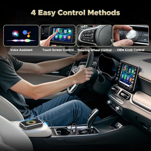 TOGUARDGO محول Carplay اللاسلكي 3 في 1 صندوق الذكاء الاصطناعي السحري مع تطبيقات YouTube TikTok ترقية تشغيل السيارة السلكية إلى محرك أقراص USB لاسلكي يدعم iPhone 10+ وAndroid 13+ in Kuwait