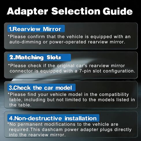 محول طاقة Dashcam (7 دبابيس من النوع B)، متوافق مع سيارات مختارة من Nissan وMitsubishi وToyota والمزيد. يتم توصيلها بمرآة الرؤية الخلفية، والتركيب غير المدمر، والتوصيل والتشغيل. in Kuwait